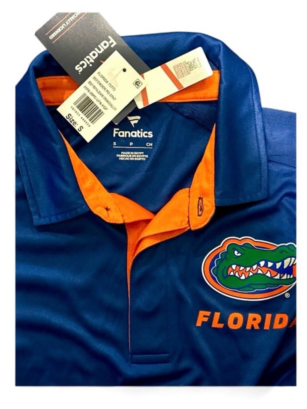 Fanatics Florida Gators Polo Shirt Men’s Small Blue Orange NCAA Performance NWT